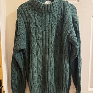 Crazy Horse Vintage Green Hand Knitted Turtleneck Sweater